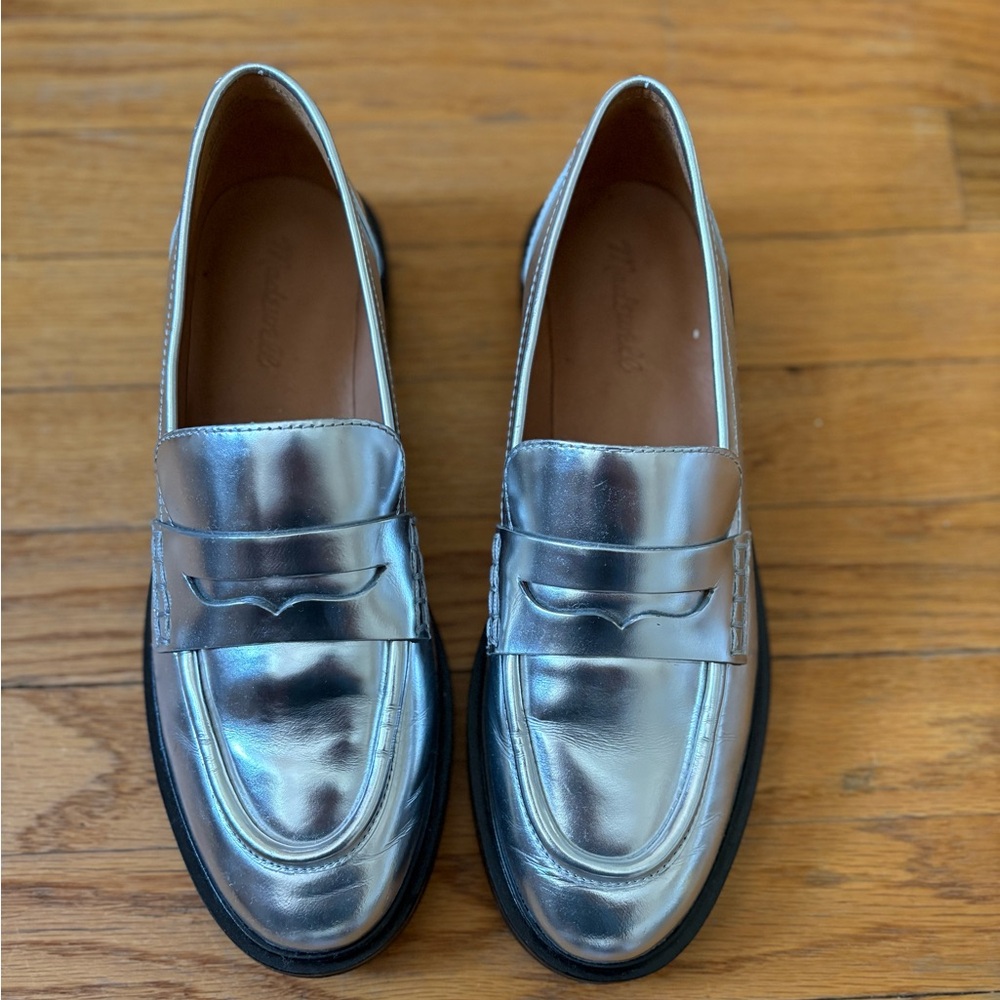 Fun silver leather loafers